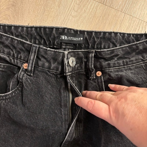 Zara black denim high rise crop bottom denim jean - Picture 4 of 11